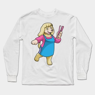 Dog as Hairdresser with Comb Long Sleeve T-Shirt